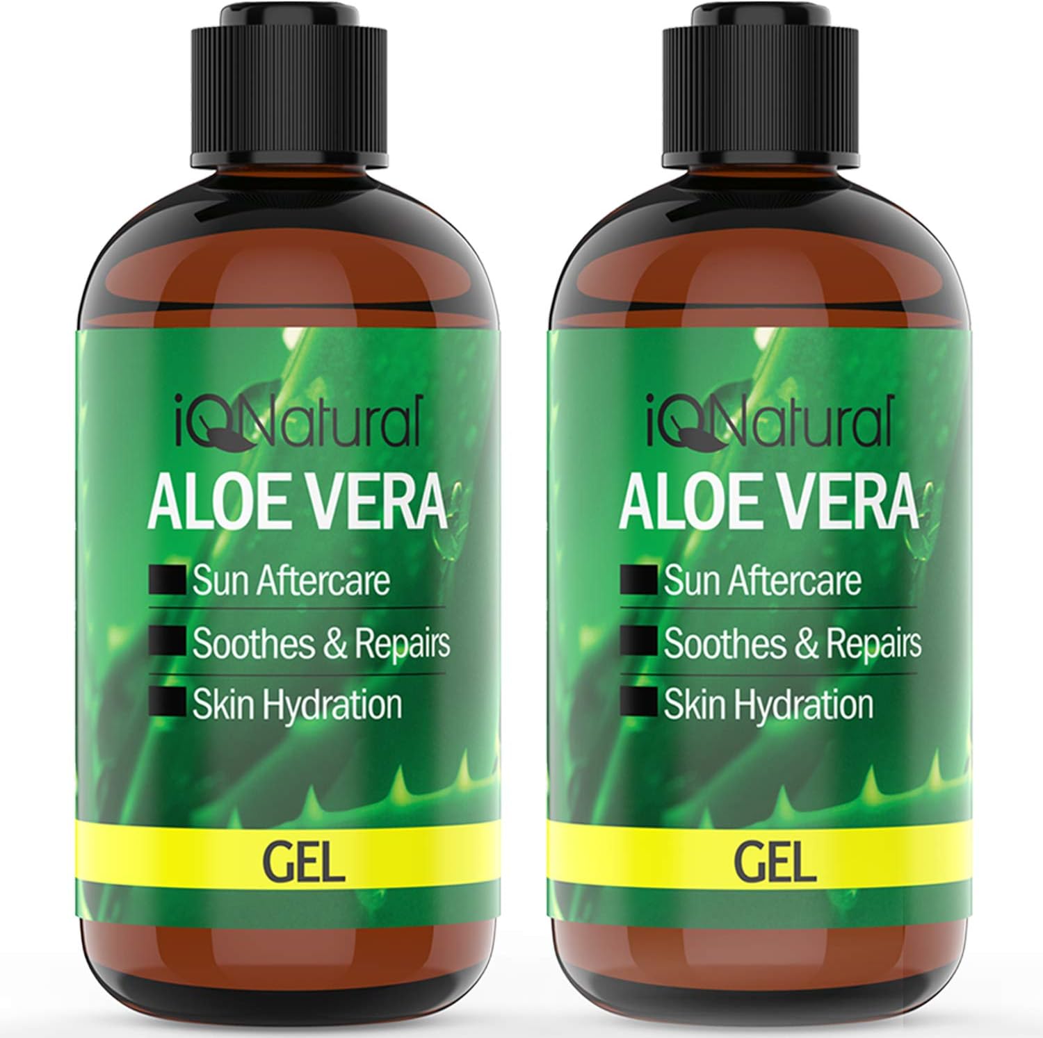 Organic Aloe Vera Gel - 100% Pure and Natural Cold Pressed - Organic Aloe for Healthy Skin, Hair & After Sun Relief - Made from Aloe Vera Juice Straight from the Plant [2 PACK Size]