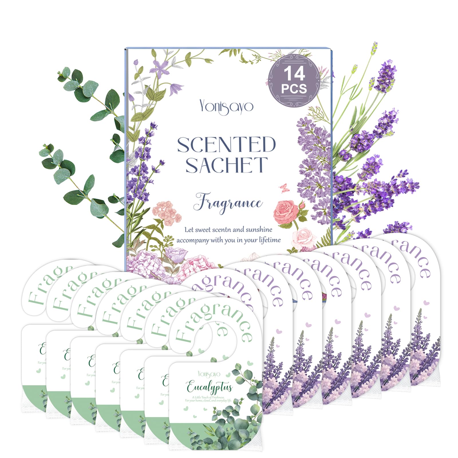 Photo 1 of 14 Packs Lavender & Eucalyptus Sachets Bags for Drawers and Closets, Long Lasting Scented Sachets Air Fresheners, Natural Odor Eliminator, Home Fragrance Potpourri Bag for Everywhere