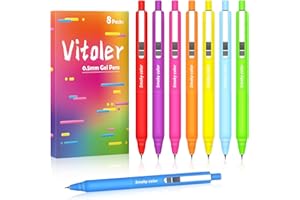 Vitoler Gel Pens, 8 Pack Colored Pens, Colorful Ink Pens Retractable Silence Click Pen Cute Office School Supplies Gifts for Women