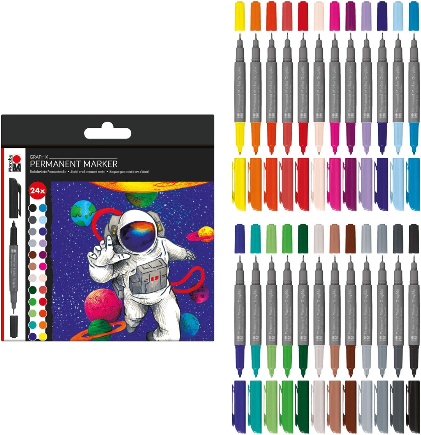 Marabu Graphix Multi-Coloured Hero of Galaxy Permanent Marker Assortment - Set of 24, 24 count (Pack of 1) - Image 3