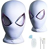 Tarrshiney Spider Gwen Hero Mask with Mechanical, Light-up Eyes and Remote Control - Cosplay Wearable Prop Mask for Gift