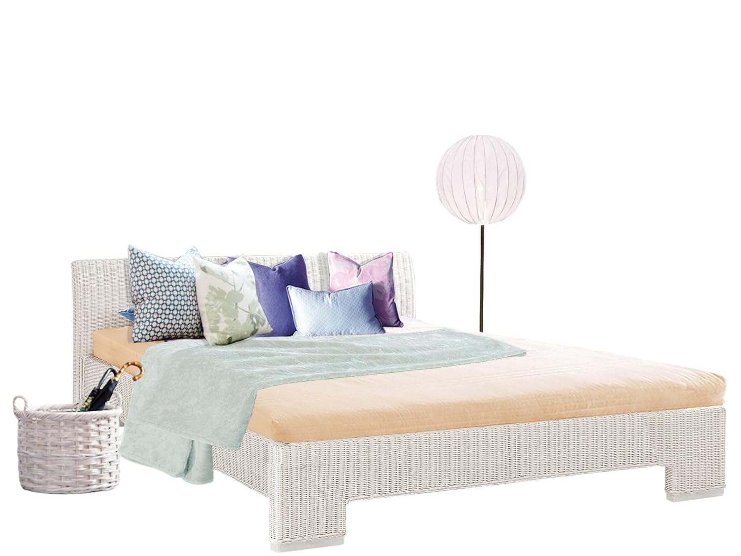 Doppelbett CAPRI 180cm im Landhaus-Stil aus Rattan
