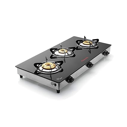 Butterfly Jet Stainless Steel 3 Burner Gas Stove, Black/Silver