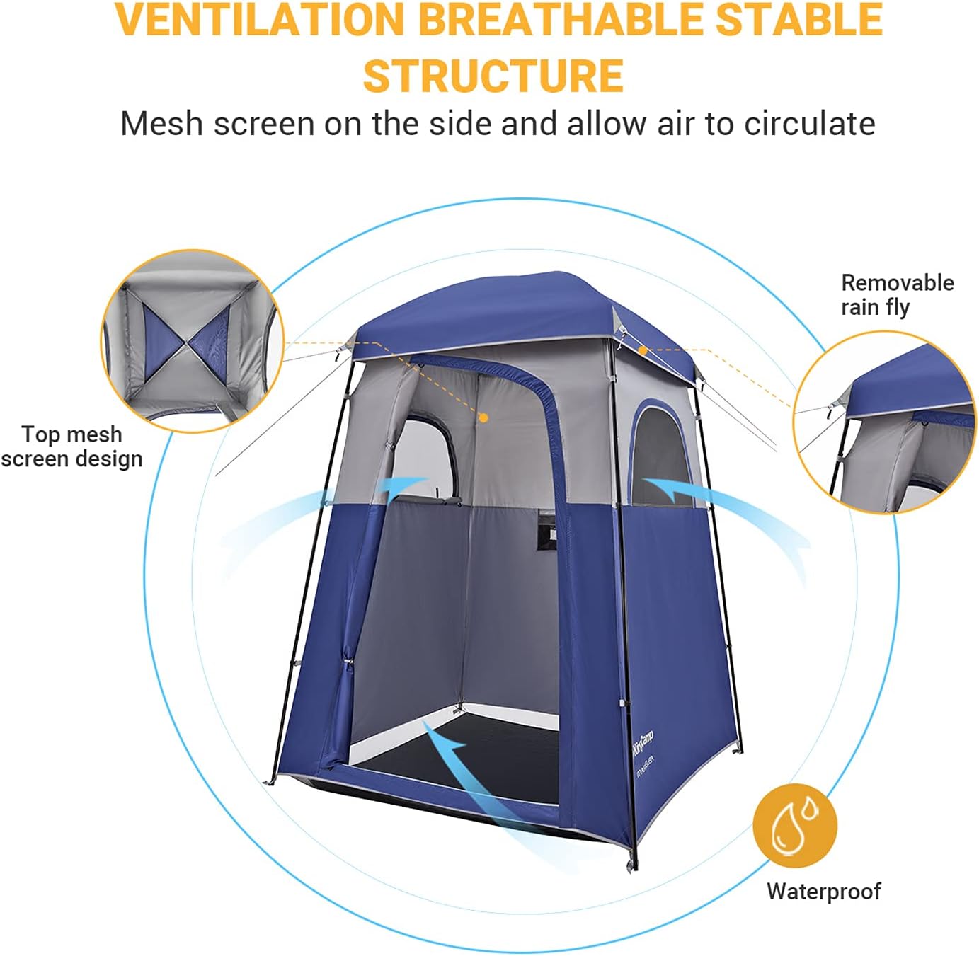 KingCamp Oversize Outdoor Camping Dressing Changing Room Shower Privacy Shelter Tent (KT2002_Blue/Grey): Sports & Outdoors