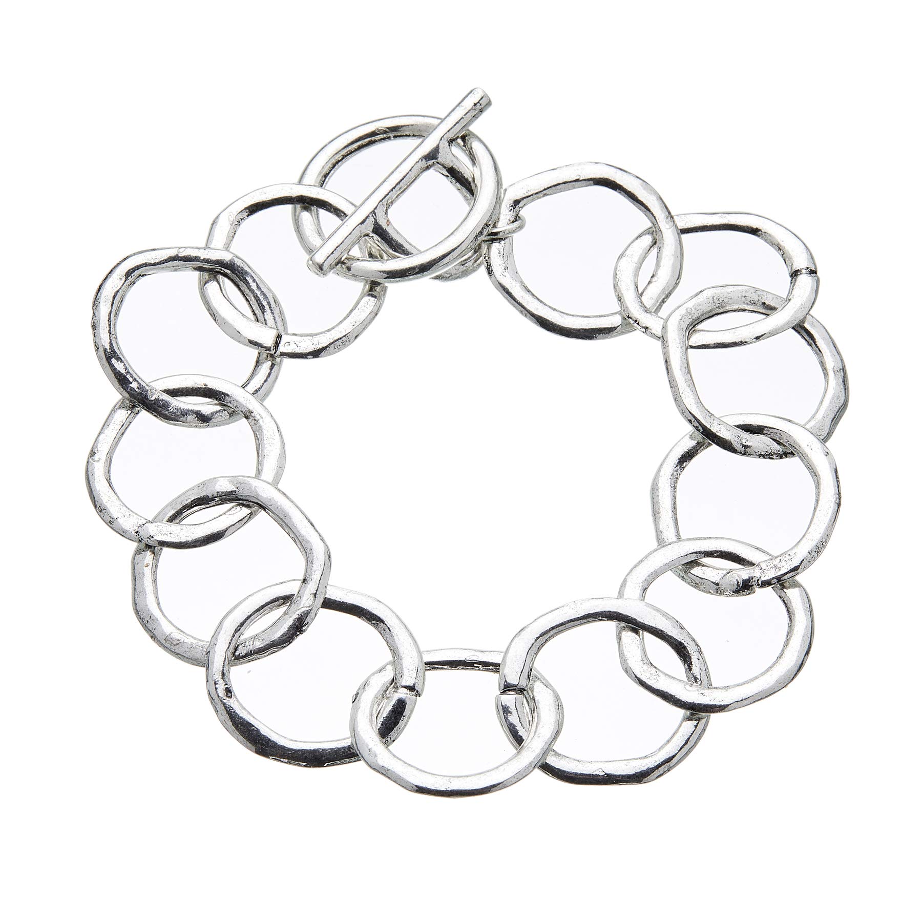 Bello London Silver plated T bar bracelet with linked connecting circles - Jalen S