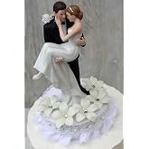 Stephanotis Groom Holding the Bride Wedding Cake Topper