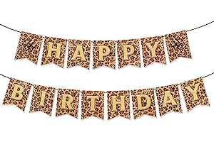 Cheetah Print Birthday Decorations, Leopard Happy Birthday Banner Cheetah Party Decor Backdrop with Yellow Letter Leopard The