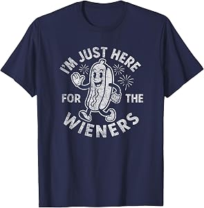 Fourth of July Retro Hot Dog Im Just Here for Wieners T-Shirt