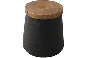 SUNBURY Small Outdoor Side Table, 13" W Black Outdoor End Tables for Patio, Accent Side Table, Outdoor Garden Stool Wooden-Look Top Concrete Side Table for Livingroom Bedroom, Garden, Backyard