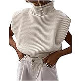 GORGLITTER Women's Mock Neck Sweater Tank Cap Sleeve Knit Top Trendy Dressy Casual Sweaters Vest