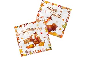 GREHUMOR Happy Thanksgiving Napkins 40Pcs Turkey Thanks Giving Napkins Fall Party Supplies for Autumn Thanksgiving Decorations Turkey Friendsgiving Party Supplies