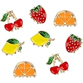 8Pcs Mini Fruit Hair Calw Clips for Women Girls Cherry Lemon Strawberry Orange Designs Metal Hair Clips Fun Summer Hair Accessories