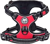 PoyPet No Pull Dog Harness Reflective Front Chest Clip Adjustable Red M