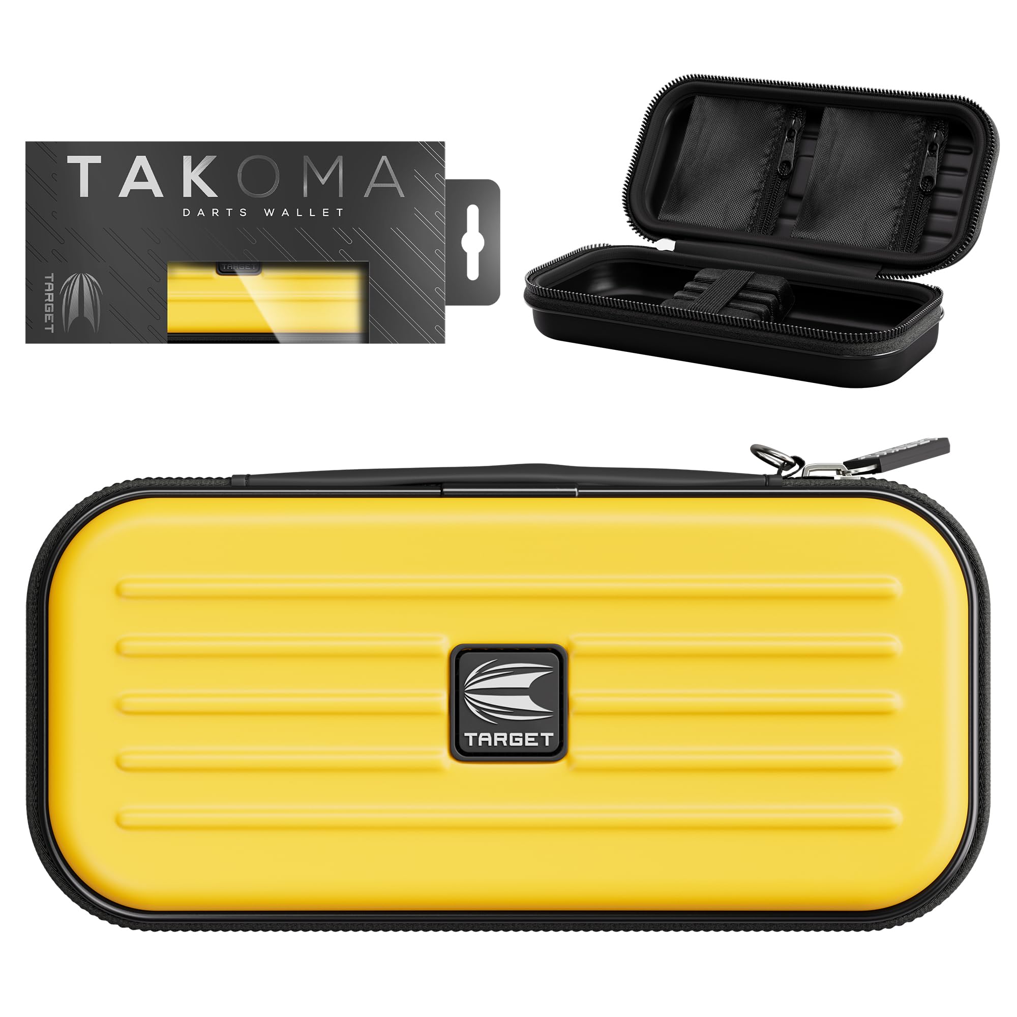 Target Darts Takoma Dart Case Wallet, Regular Size, Yellow | Store 3 Fully Assembled Darts & Accessories | Dart Holder with Zip Lock Pouches, Store Flights, Shafts & Swiss Points