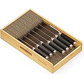 SpaceAid Knife Drawer Organizer 9 inches Wide Bamboo Insert Dock, Kitchen Steak Knives Holder Organizers Block for Drawer in Storage Organization (Medium, Natural)