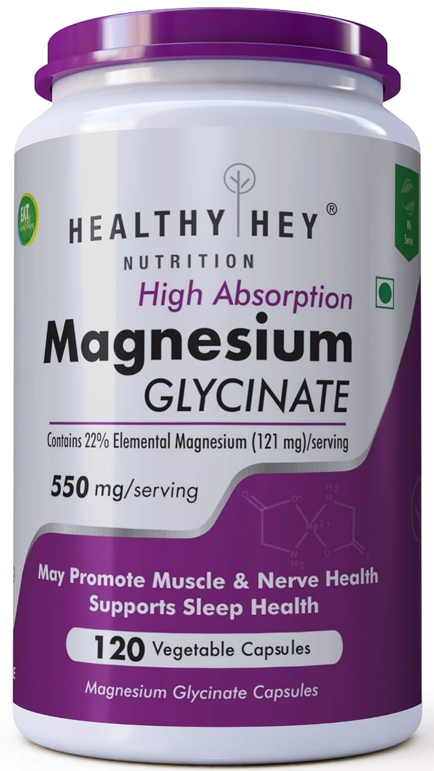 Buy HealthyHey Nutrition High Absorption Magnesium Glycinate, 550mg