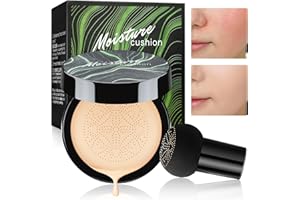 URSOULNEY Mushroom Head Air Cushion CC Cream, Long-Lasting Brightening BB Cream Foundation for Face Makeup and Mature Skin, Moisturizing Full Coverage Self Adjusting Concealer for Even Skin Tone (Natural)