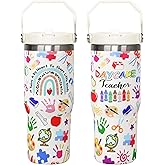 sxmluedn Daycare Teacher Gifts 30 Oz Daycare Teacher Insulated Tumbler Cup Daycare Teachers Appreciation Gifts For Women Men Travel Mug With Straw And Handle