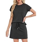 Unsenthy Two Piece Skirt Set for Women Overlap Sleeves Tennis Outfits with Short Skorts Lounge Matching Sweatsuits S-2XL