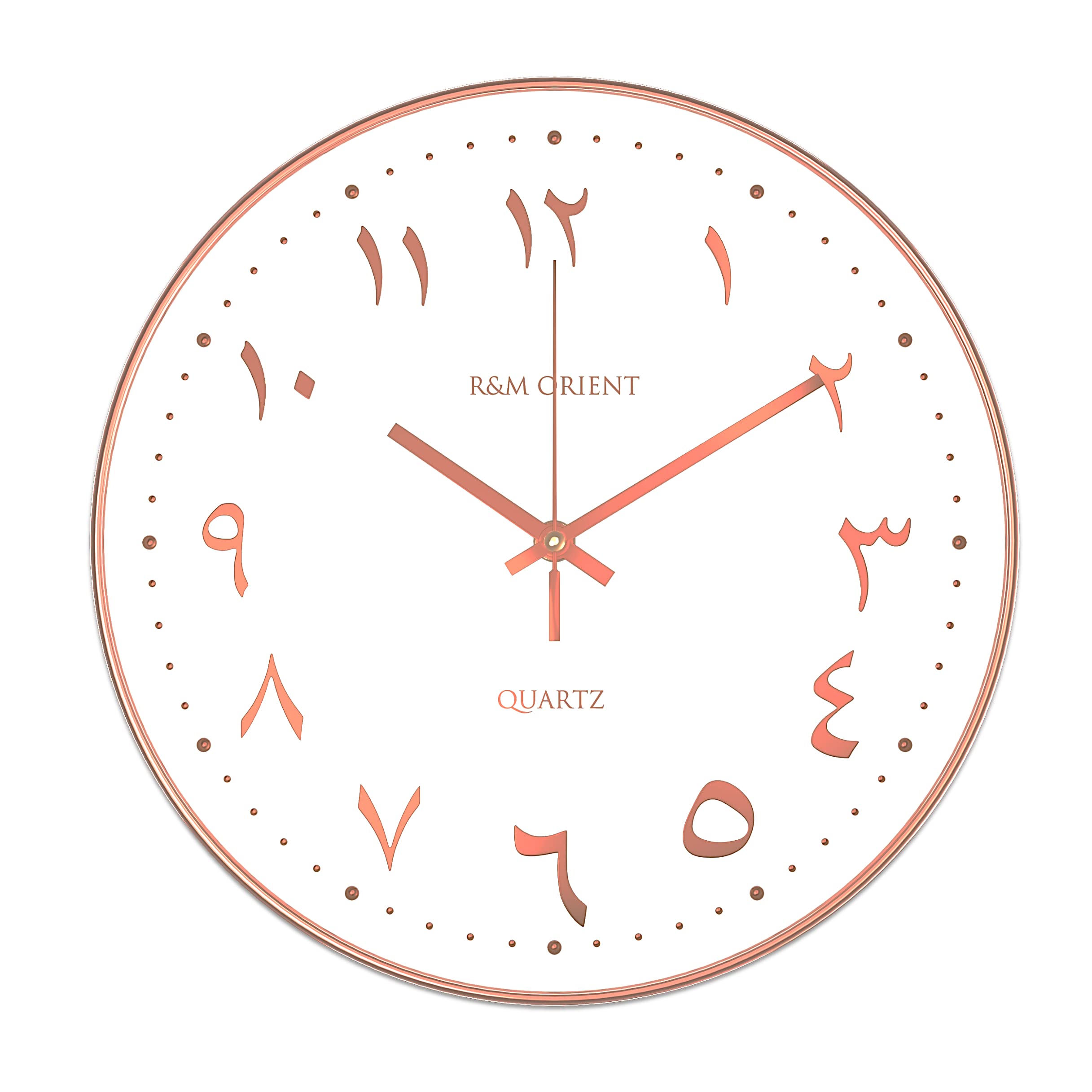 R&M Orient 30 cm Arabic Round Silent Wall Clock, Modern Quartz Decorative Large Children's Cafe Restaurant Clock