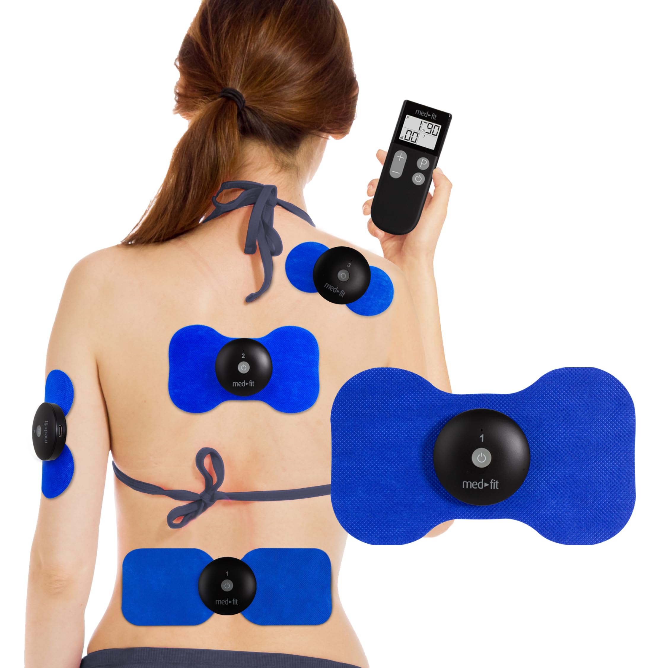 Med-Fit 4 Channel Wireless TENS Machine for Pain Relief, Muscle Relaxation & Pain Management - Treat up to 4 Areas simultaneously for Full Body Treatment - Professional Strength & Rechargeable.