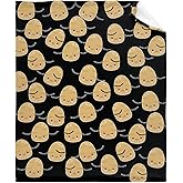 Thuswarm Cute Potato Kawaii Black Flannel Blanket Gifts Warm Cozy Soft Funny Print Throw for Bed Couch Sofa 50”×40” Small for Kid