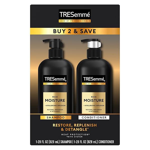 TRESEMMÉ RICH MOISTURE SHAMPOO AND CONDITIONER 2 COUNT RICH MOISTURE FOR DRY HAIR FORMULATED WITH VITAMIN E AND BIOTIN 28 OZ