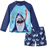 Toddlers and Baby Boys Rash Guard Swim Set for Boys Long Sleeve Bathing Suits with Swim Trunks Two Piece Swimwear