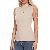 Biffxeu Women Sleeveless Mock Neck Sweater Tops Casual Knit Tank Fashion Slim Fit Trendy Lightweight Pullover