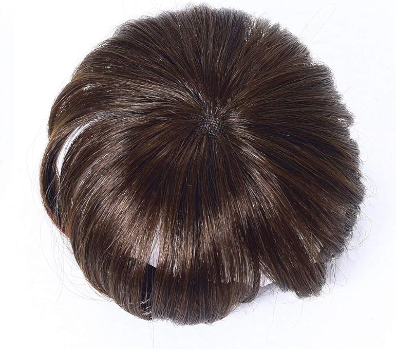 Amazon Co Jp Hiye ポイントウィッグ 人毛100 頭頂部ヘアピース 総手植え ショート 部分ウィッグ トップカバー つむじ付き ヘアピース 医療用 円形脱毛症隠し 薄毛 白髪 ボリュームアップ かつら レディース メンズ 通気性抜群 焦げ茶色 ビューティー