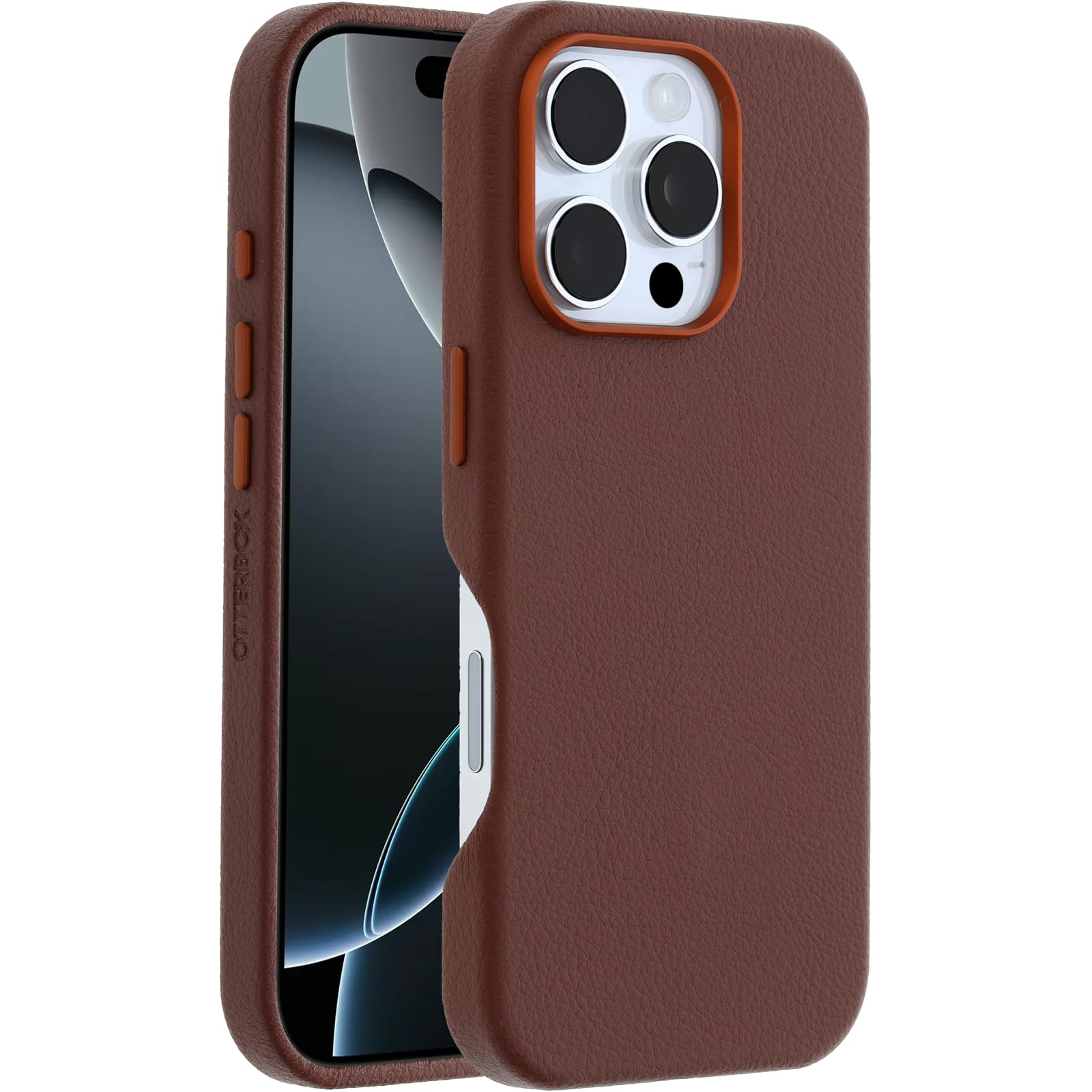 OtterBox Symmetry Series Cactus Leather MagSafe Case for iPhone 16 Pro, Shockproof, Drop proof, Protective Thin Case, 3x Tested to Military Standard, Brown