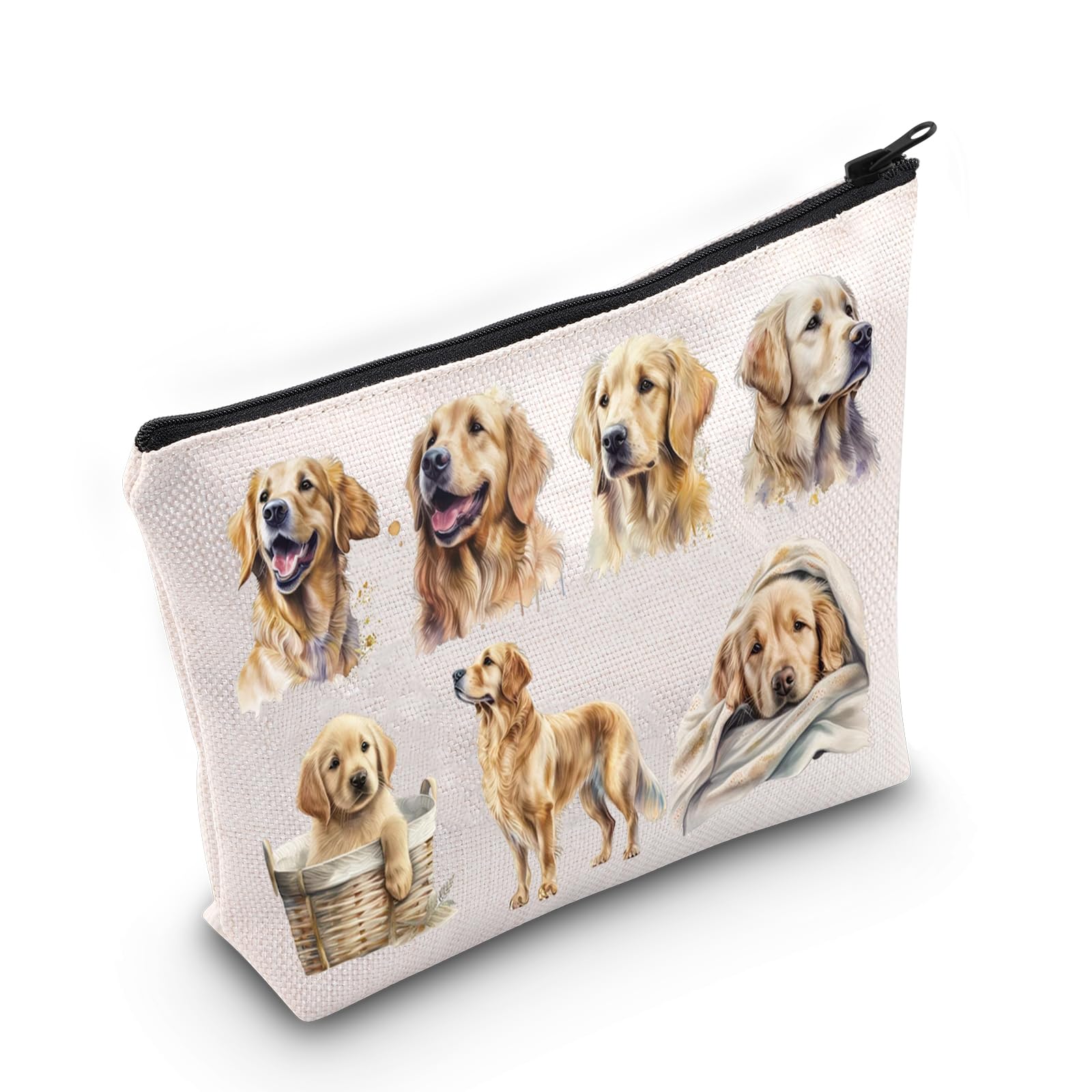 LEVLO Golden Retriever Cosmetic Bag - Mom Travel Pouch, Golden Retriever Owner Gift