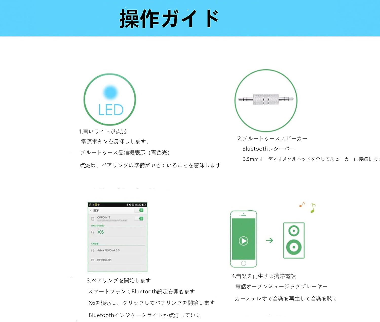 Amazon X6 Bluetoothレシーバーは 充電中の車のbluetoothハンズフリー通話をサポートし Tfカードポータブルウォークマンを挿入できます Pengzhang Bluetoothアダプタ 通販