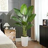 Lifelike Bird of Paradise Artificial Plant 6ft Faux Banana Leaf Tree with White Tall Planter for Home Decor - Perfect Indoor Silk Floor Plant for Living Room, Office, and Bedroom Ambiance Enhancement