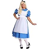 Women's Deluxe Plus Size Alice in Wonderland Halloween Costume | Adult Classic Fairytale Outfit | Storybook Character