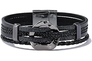 FANCY SHINY Leather Cuff Bracelet Circle Rhinestone Wrap Bracelet Stackable Multi Layer Wristband with Clasp Boho Jewelry Gift for Women