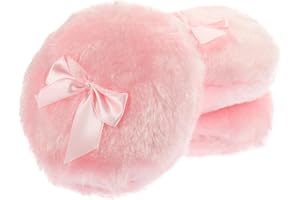LABRIMP 3pcs Powder Puff Set Pink Plush Bow-knot Body Powder Puff round Cotton for Skincare