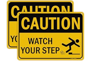 GicnKeuz Caution Watch Your Step Sign,10 x 7 Inches Safety Sign,Reflective Aluminum, Fade Resistant/Waterproof, Indoor or Outdoor Use (2-Pack)