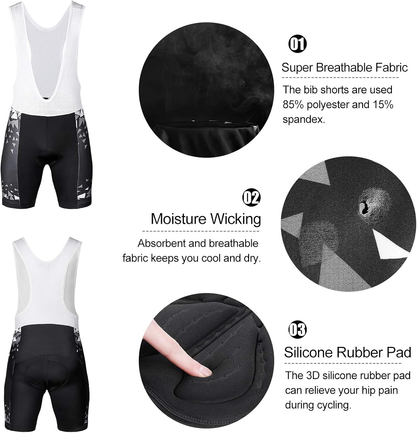 INBIKE Men Cycling Jersey Set Short Sleeve Breathable Bike Shirt with Padded Bib Shorts 3XL Black: Clothing
