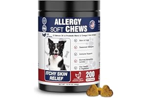 TARAXA Dog Allergy Chews 200 Treats, Dog Allergy and Itching Skin Relief Bites Immune Support Dog Probiotics for Yeast, Itchy Skin and Itchy Ears Anti Itch Licking Paws Treatment for Dogs Seasonal Allergies