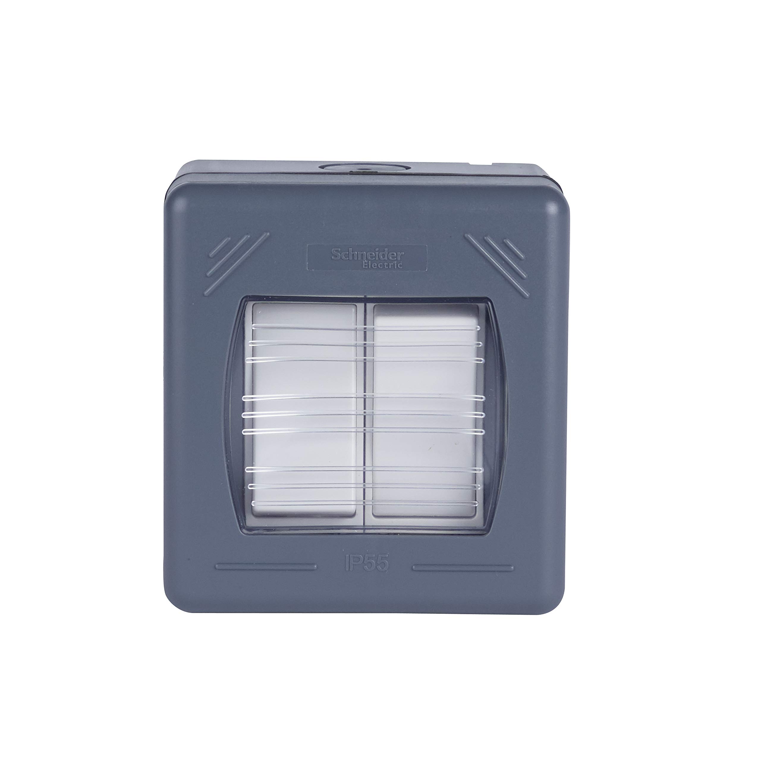 Schneider Electric Exclusive Weatherproof - Outdoor Double 2 Way Switch, IP55 Rated, 10AX, GWP1622, Grey
