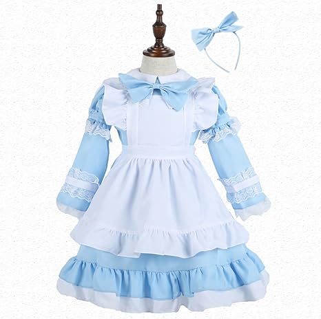 Amazon Chenda メイド服 ハロウィン コスプレ かわいい カチューシャ付き リボン付き アリス風 半袖 長袖 ワンピース 大人用 ロリータ 袖取り外し可能 仮装 衣装 5点セット コスプレ 仮装 通販