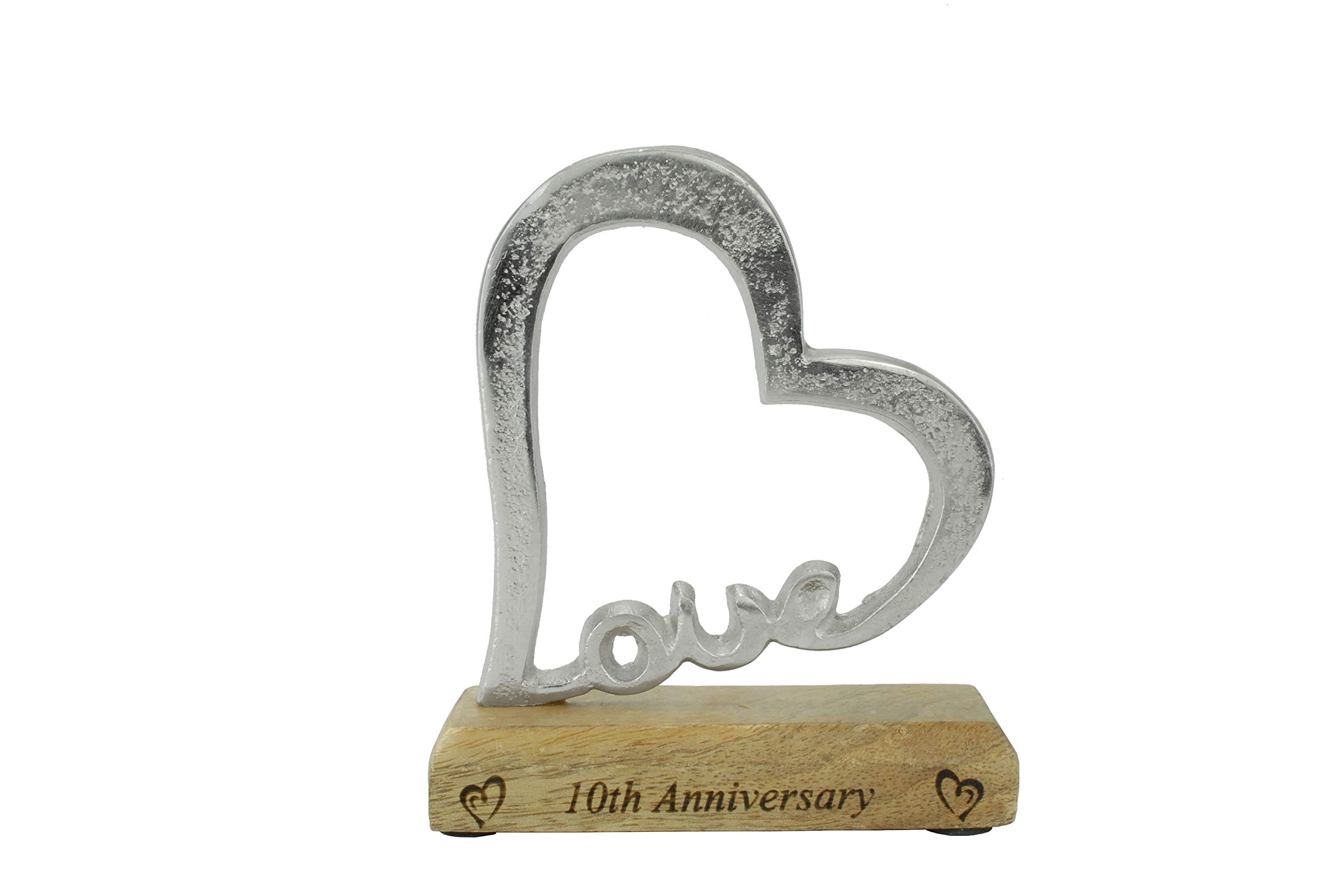 10th Anniversary Rustic Alluminium Heart Decoration – 10 Year Anniversary (hsslove10)