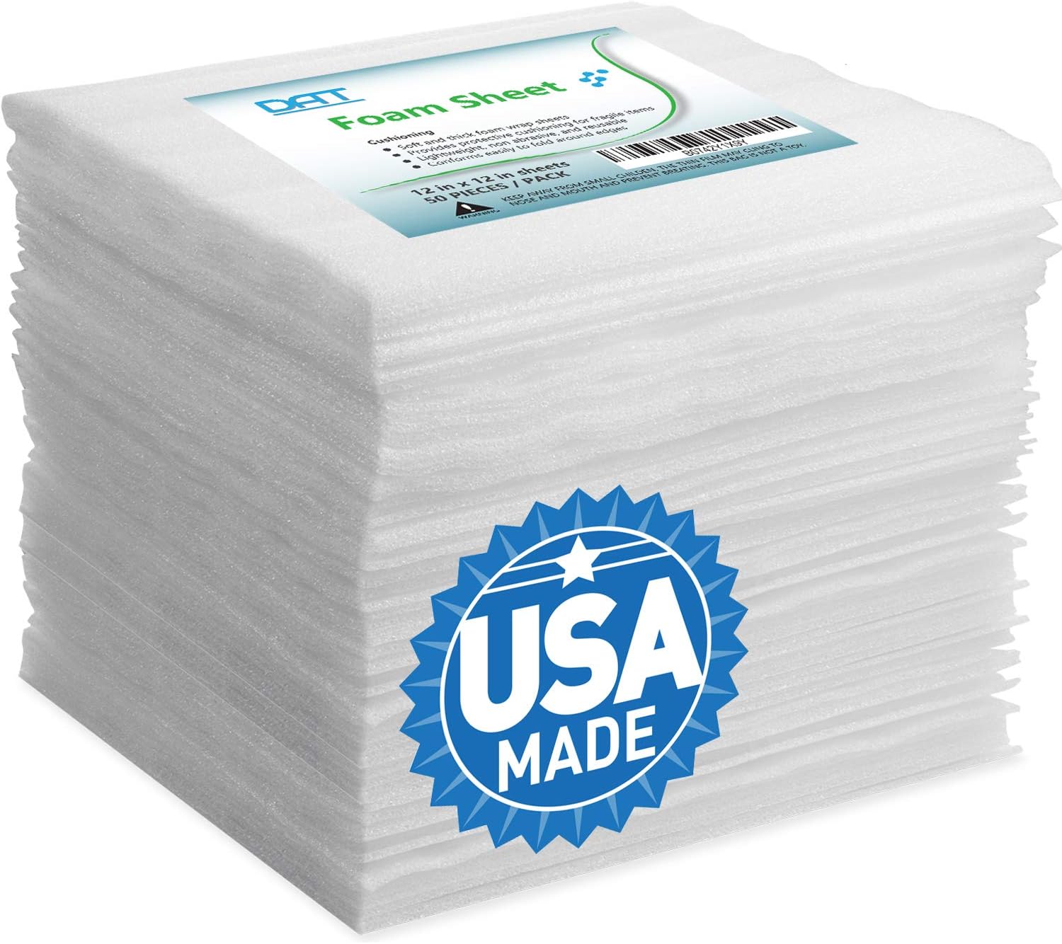Foam Wraps, DAT 12" x 12" Foam Wrap Sheets Cushioning for Moving Storage Packing and Shipping Supplies, 50-Pack (White) (B0742Y1X9Y): Office Products