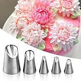 Dr.Pedi 5 Pieces Rose Flower Piping Tips Set Cake Decorating Tips Icing Piping Nozzles Set Cupcake Decorating Kit Cupcake Pastry Tool