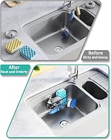 HapiRm Stainless Steel Kitchen Sink Caddy 2 Adhesives M-Shaped Sponge Holder view 6
