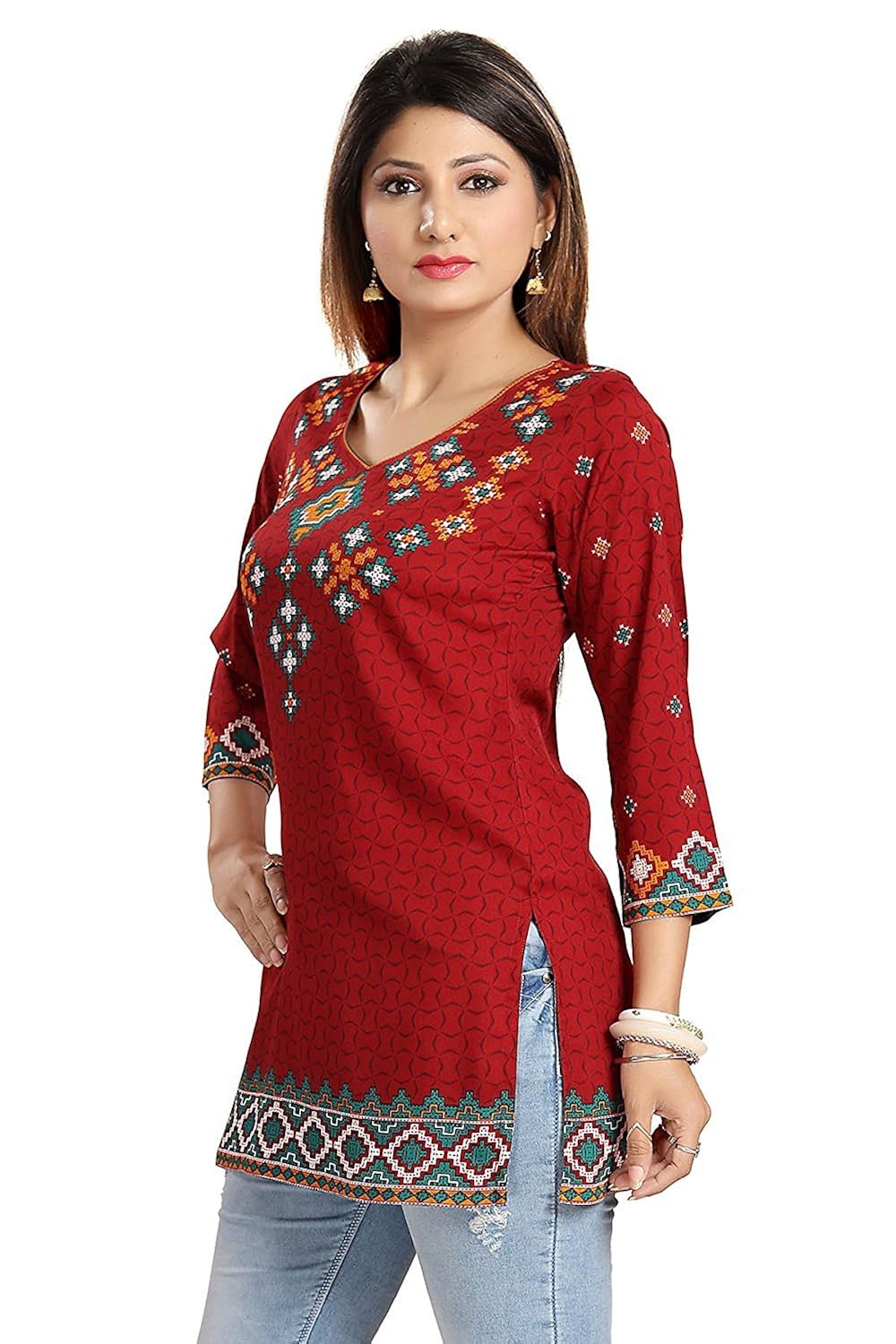 meher impex women crepe cotton short top