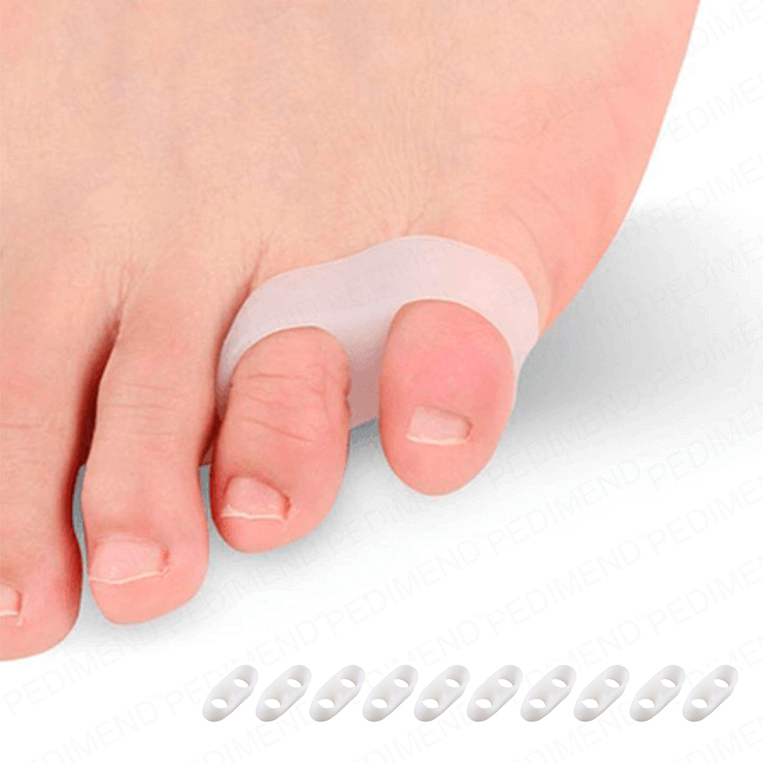 PEDIMEND Silicone Gel Toe Separator, Double Loop Pinkie Toe Separator (5PAIR - 10PCS) |Fixes & Separates Toes | Toe Separators for Overlapping Toes | Bunion Toe Separator | Unisex | Foot Care