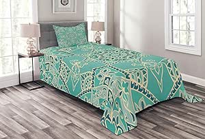 Colcha Turquesa Lunar, diseño árabe Persa y otomano, Estilo Turco