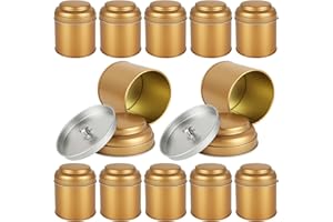 Acrux7 12 Pack Small Tea Tin Canisters with Airtight Lids, 8oz Loose Leaf Tea Storage Containers, Round Metal Airtight Tea Ti